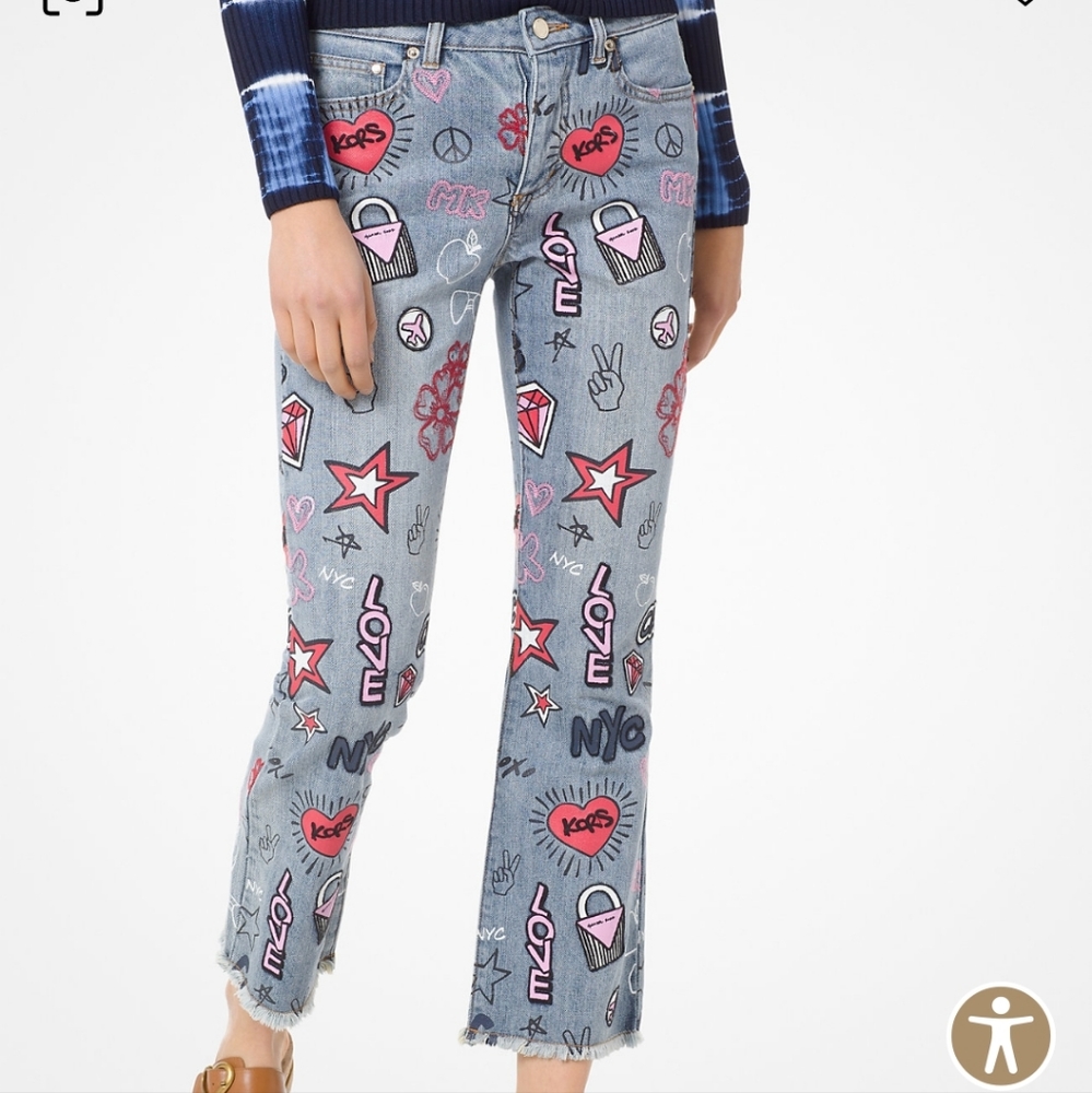 SOLD SOLD 🌺H.P.🌺NWT Michael Kors Button Fly Raw Hem Cropped Jeans Size 8